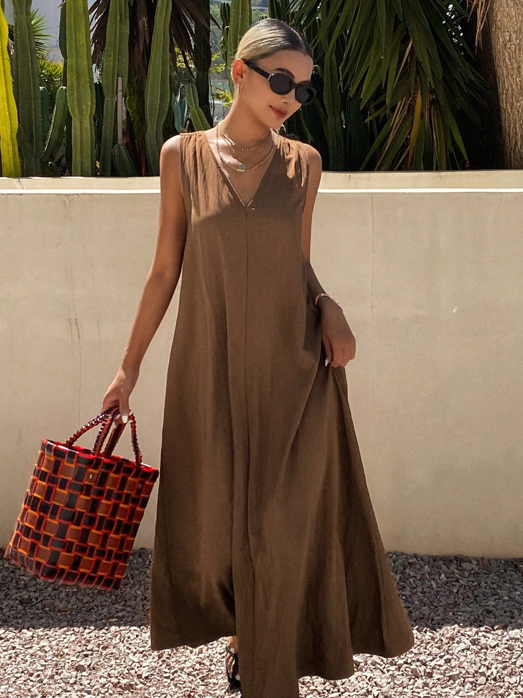 Rochie midi SHEIN, maro