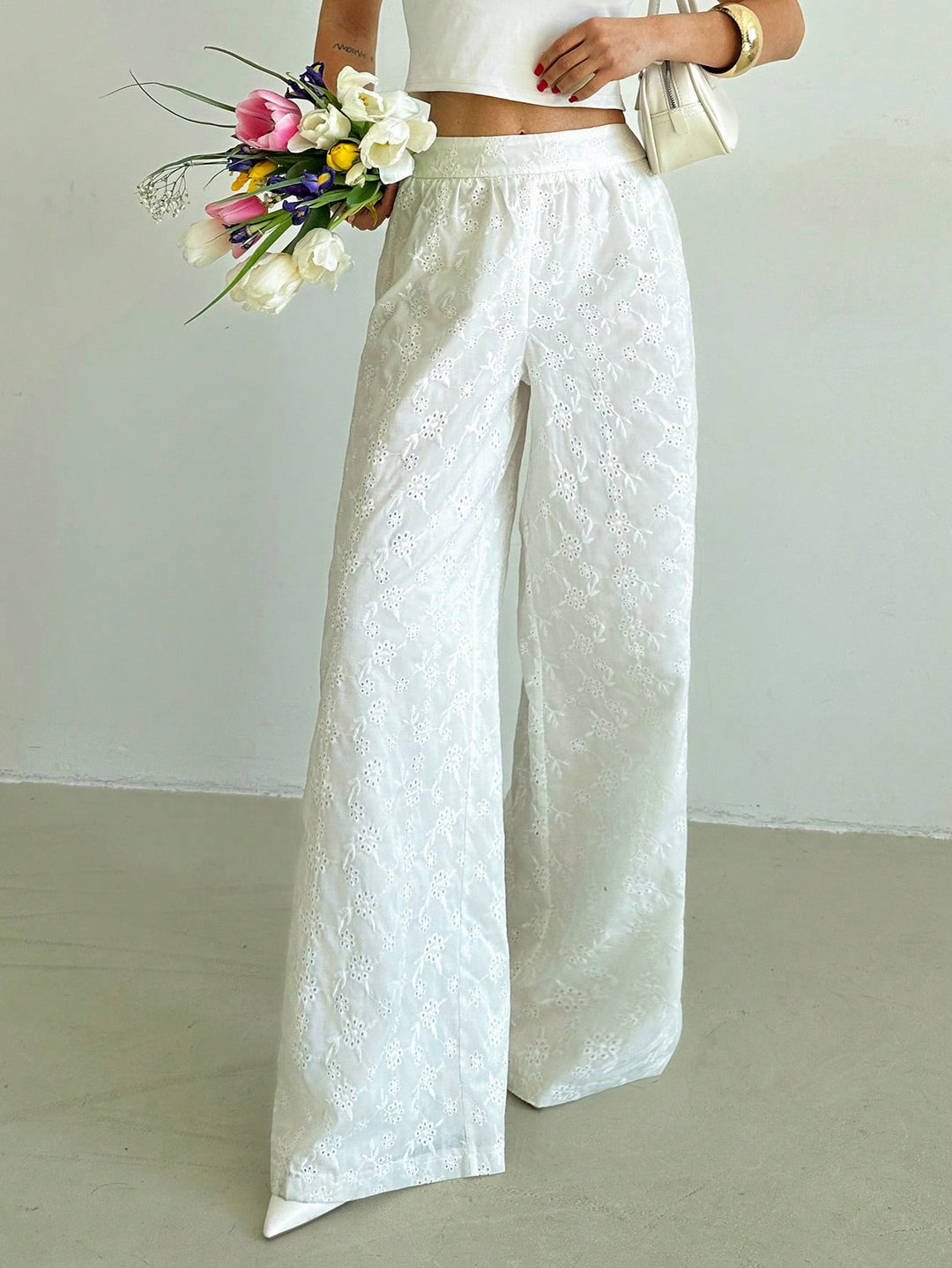 Pantaloni SHEIN, alb