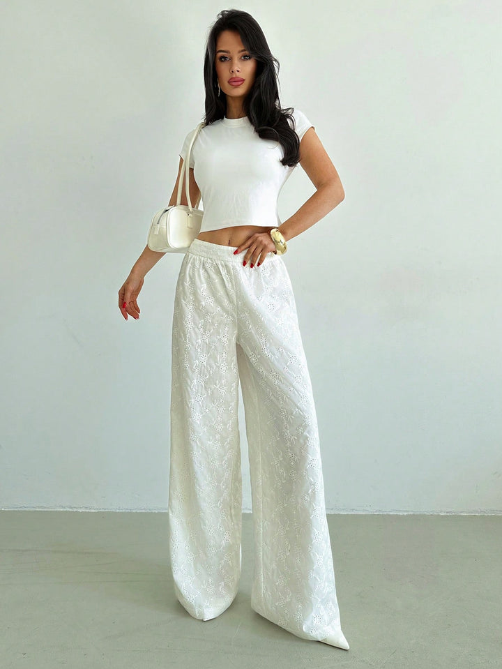 Pantaloni SHEIN, alb