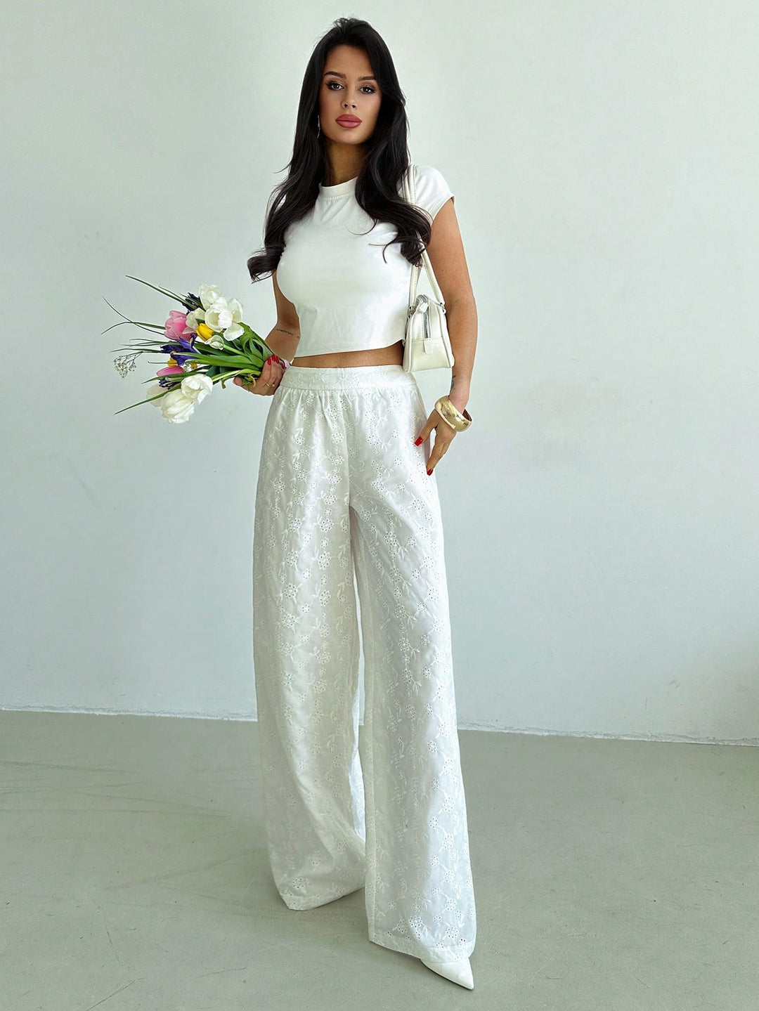 Pantaloni SHEIN, alb