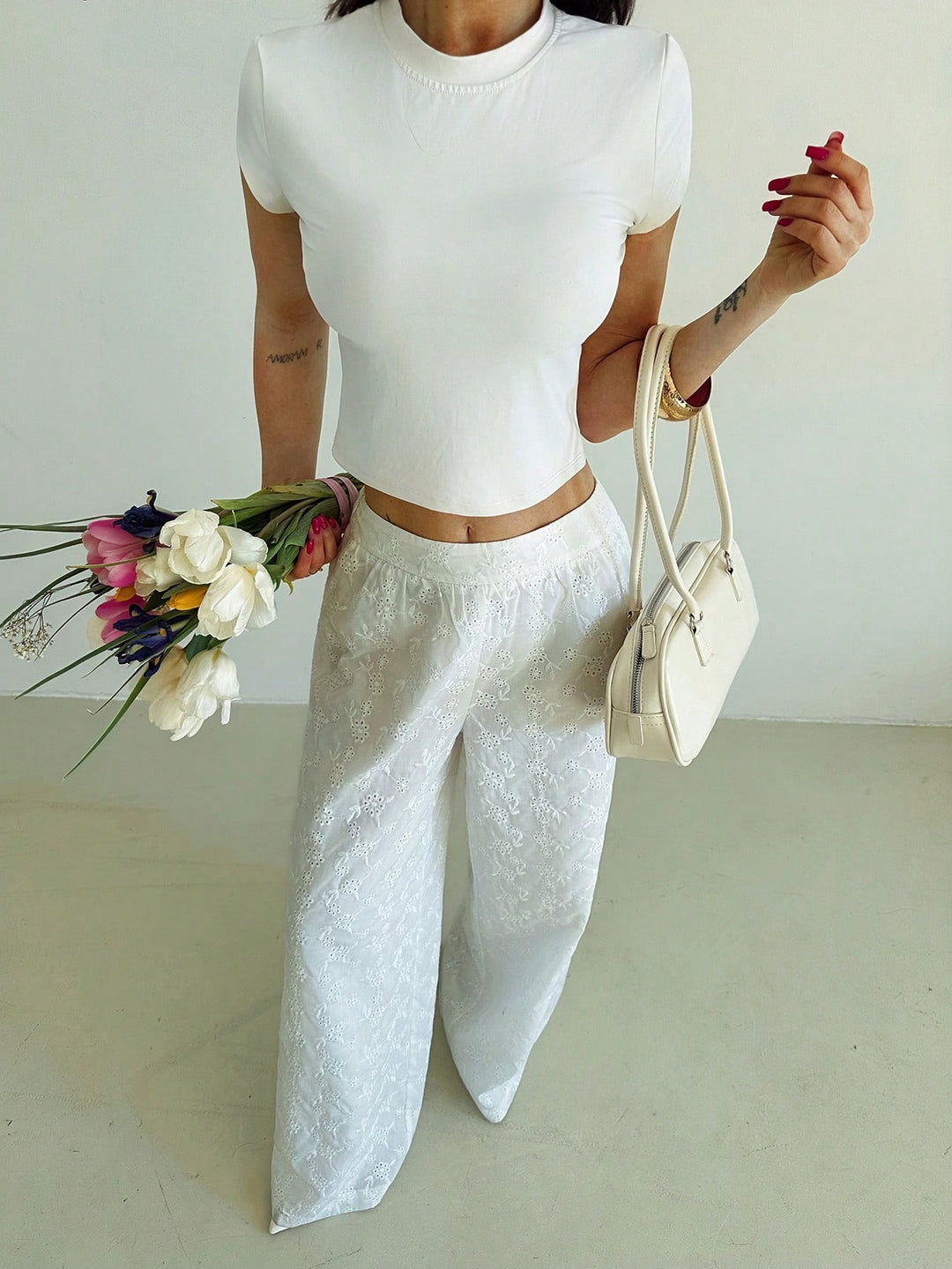 Pantaloni SHEIN, alb