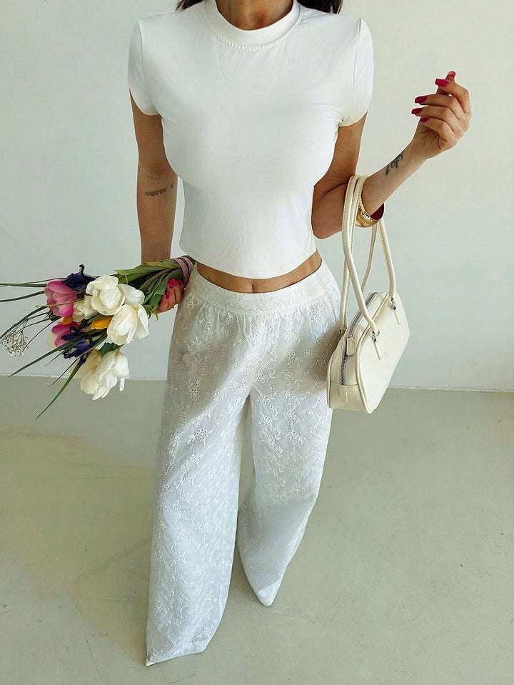 Pantaloni SHEIN, alb