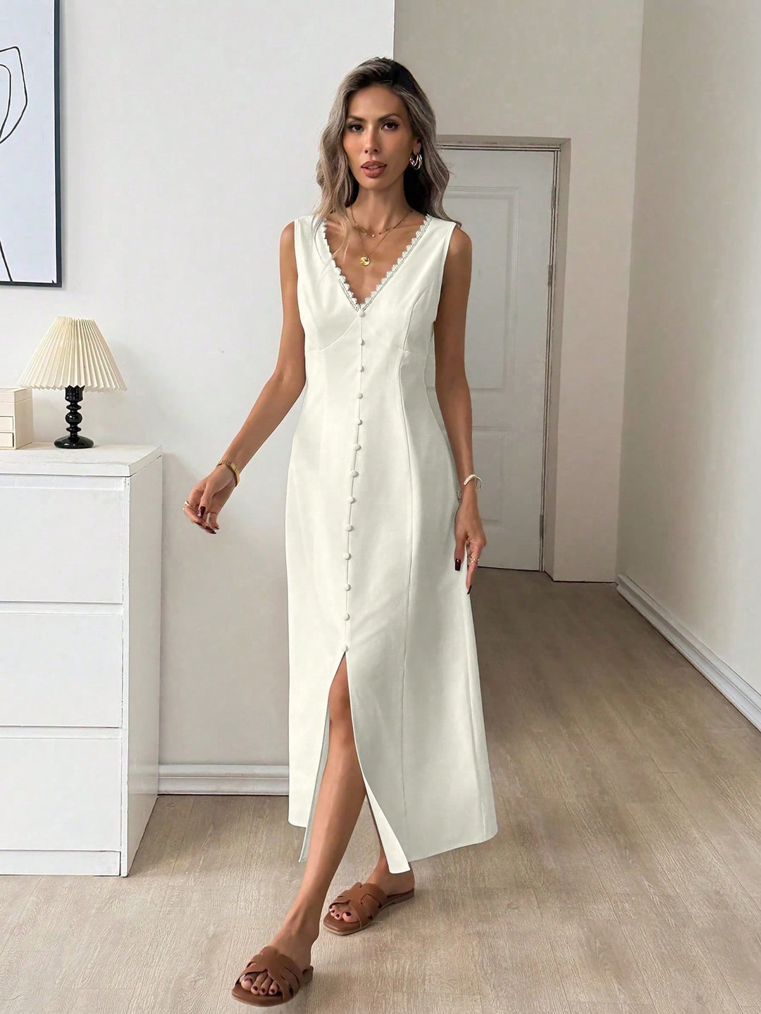 Rochie midi SHEIN, alb
