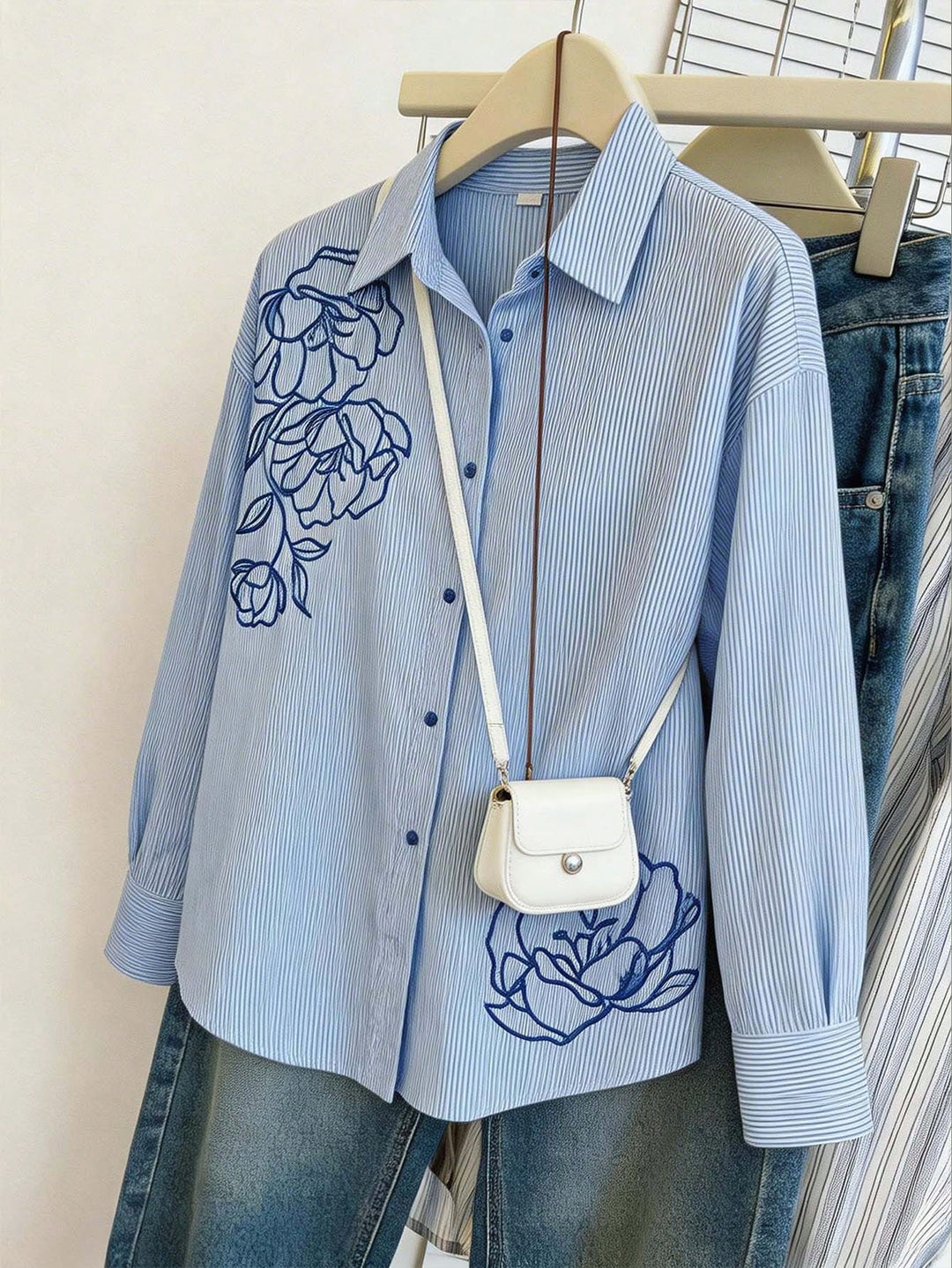 Cămașă casual SHEIN, albastru