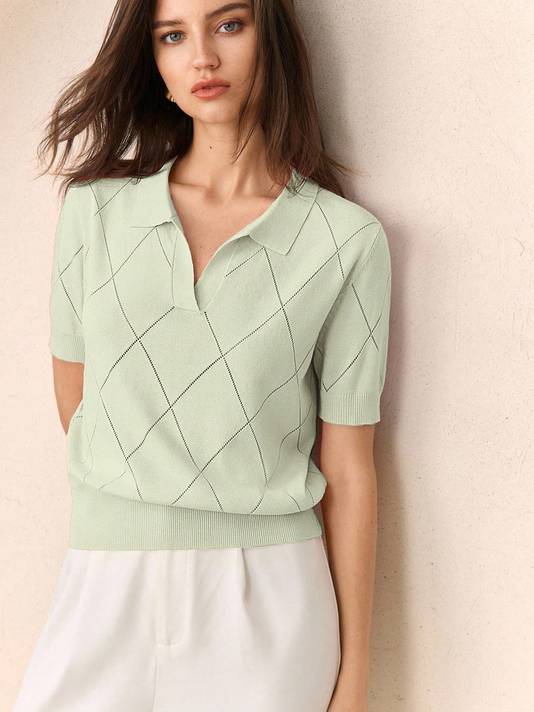 Top tricotat SHEIN, verde