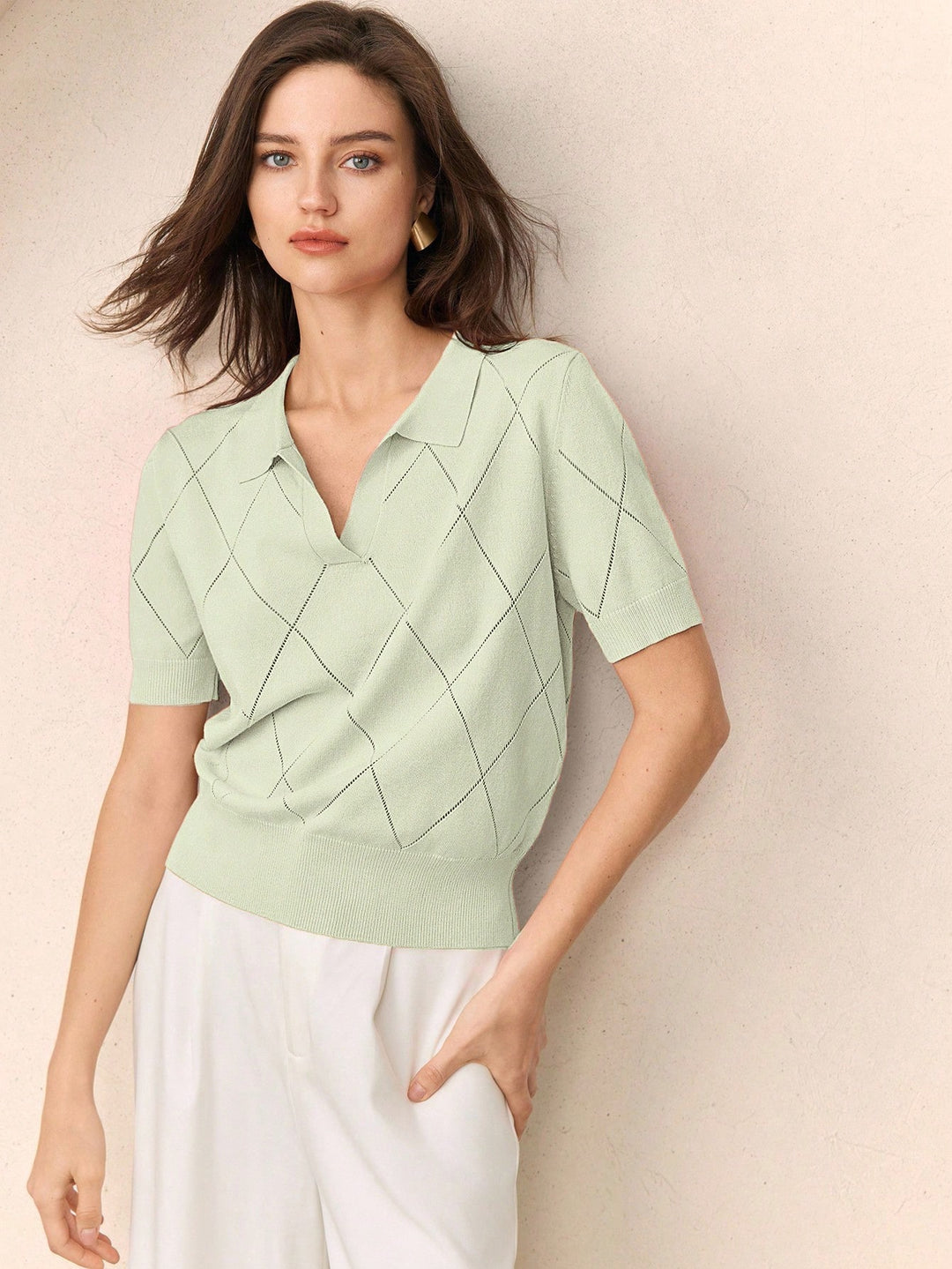 Top tricotat SHEIN, verde