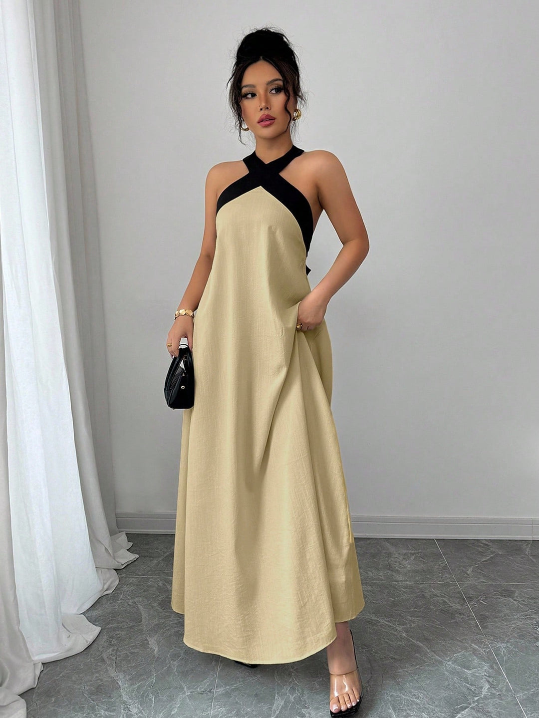Rochie maxi SHEIN, kaki