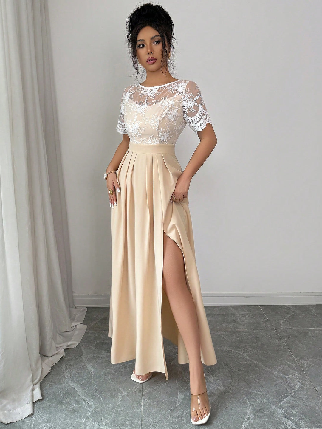 Rochie maxi SHEIN, bej