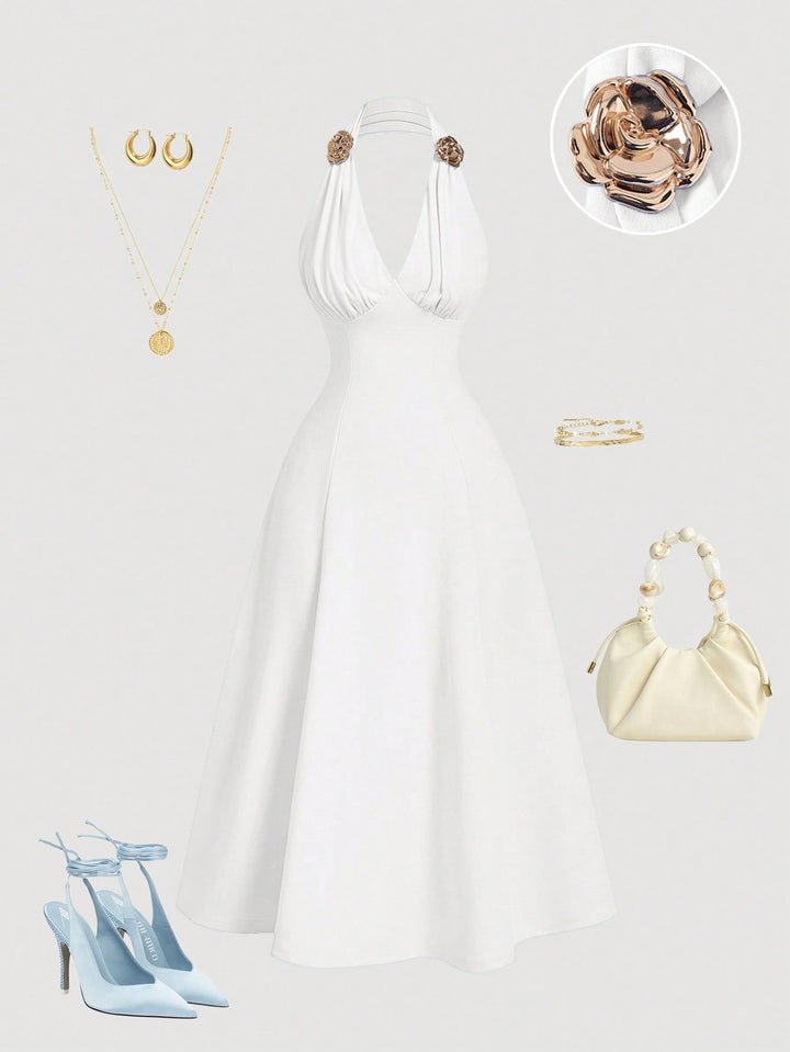 Rochie midi SHEIN, alb