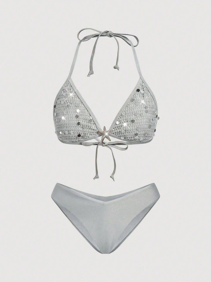 Set bikini SHEIN, argintiu