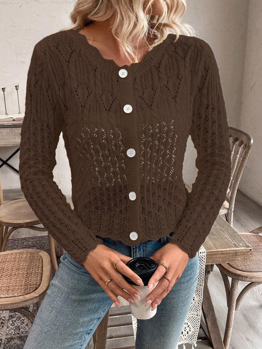 Cardigan SHEIN, maro