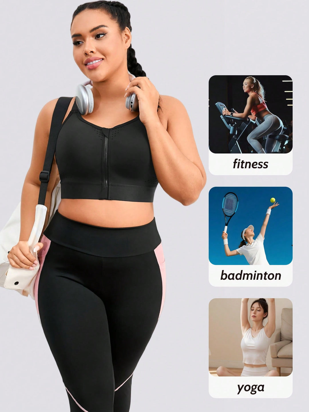 Bustieră sport SHEIN, negru