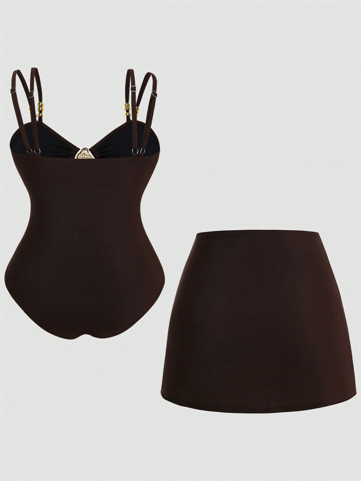 Costum de baie SHEIN, maro