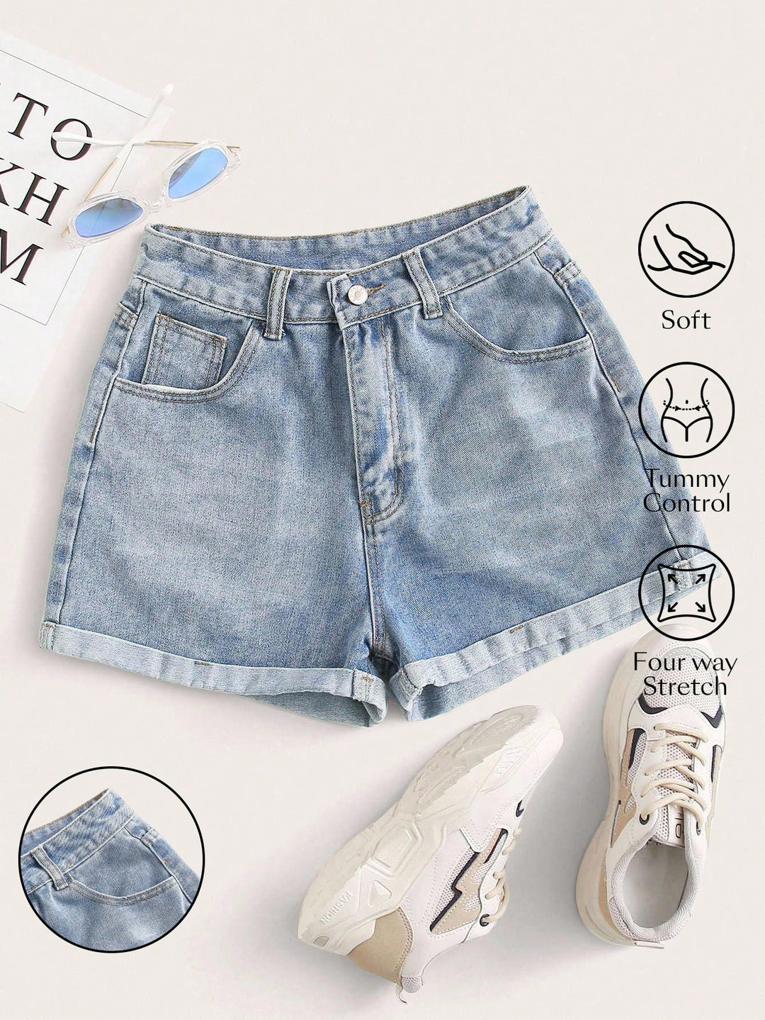 Pantaloni scurți SHEIN, albastru