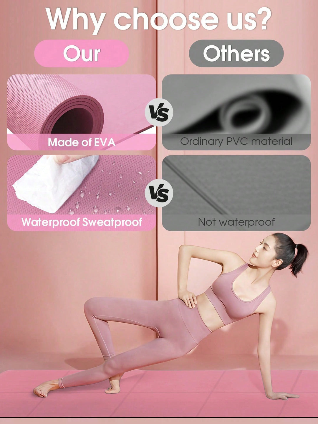 Saltea de yoga SHEIN, roz