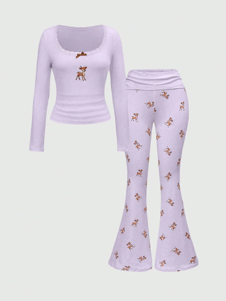 Compleu pijamale SHEIN, mov