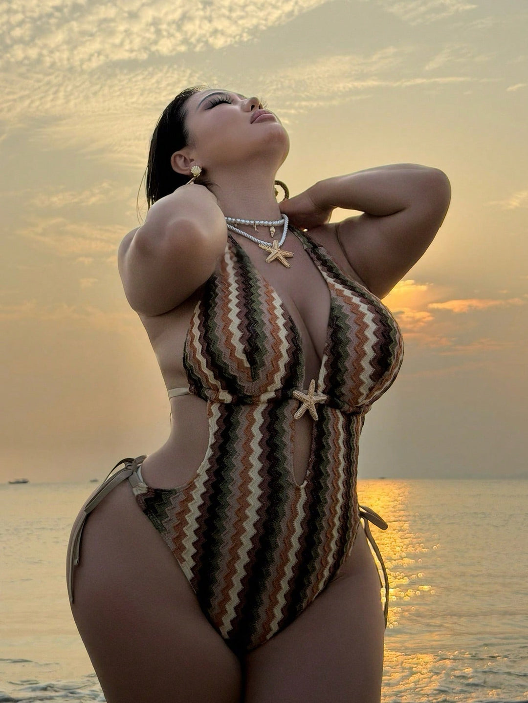 Costum de baie SHEIN, maro