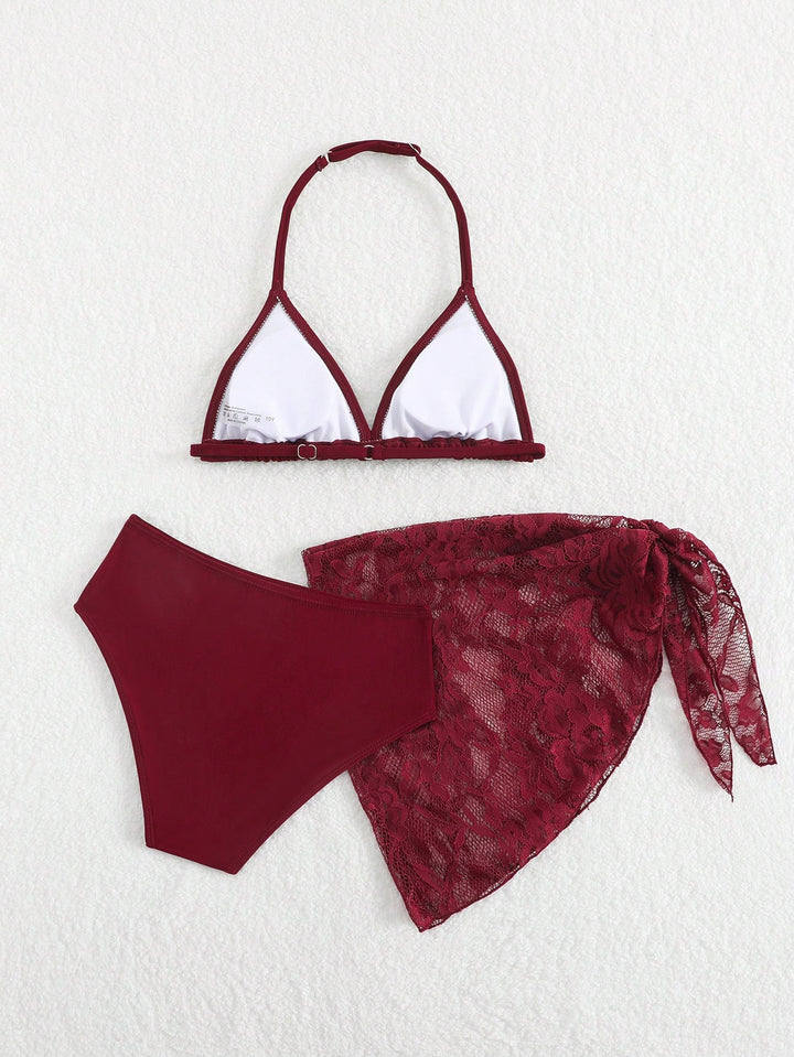 Set costum de baie SHEIN, vișiniu