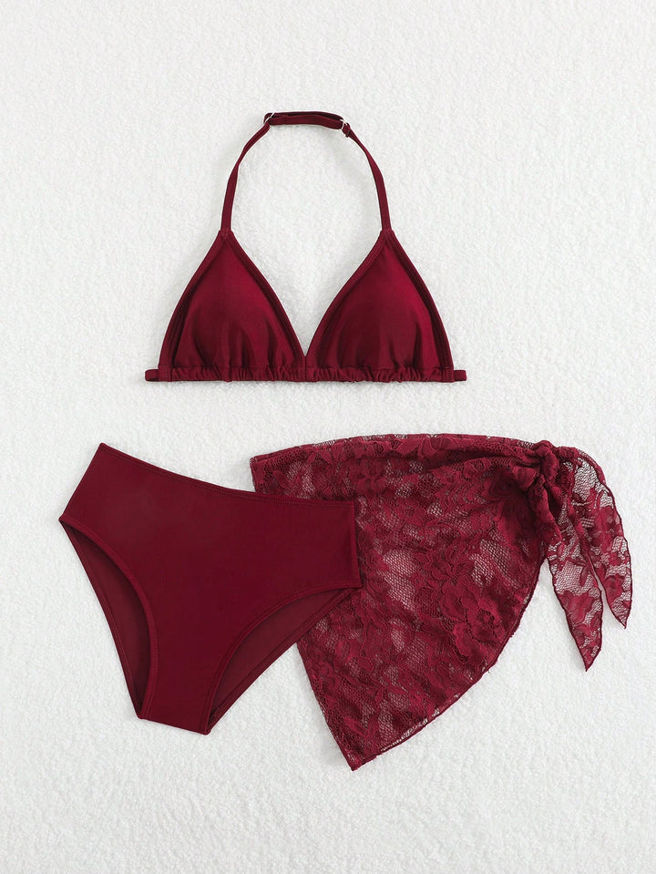 Set costum de baie SHEIN, vișiniu