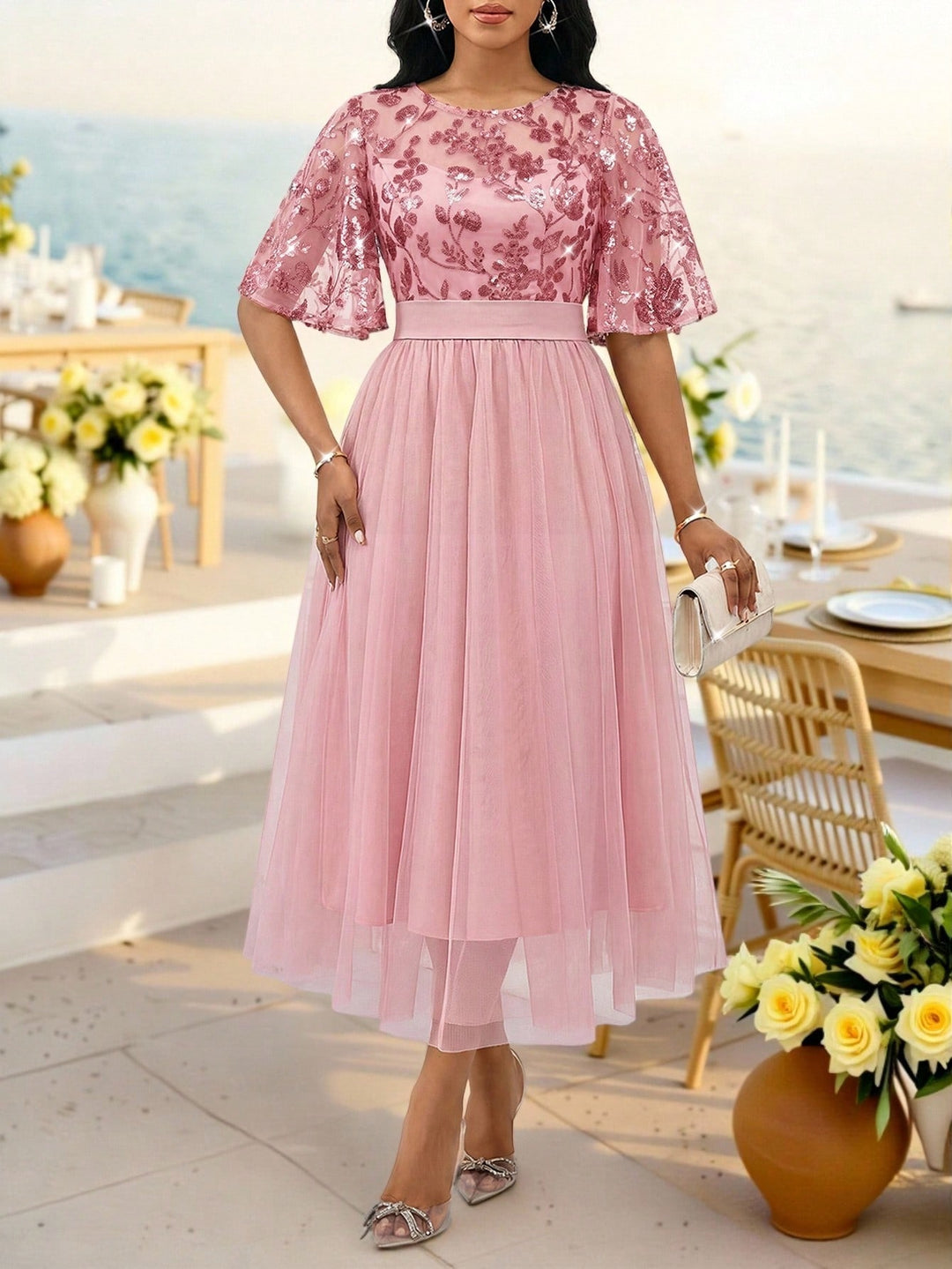 Rochie maxi SHEIN, roz