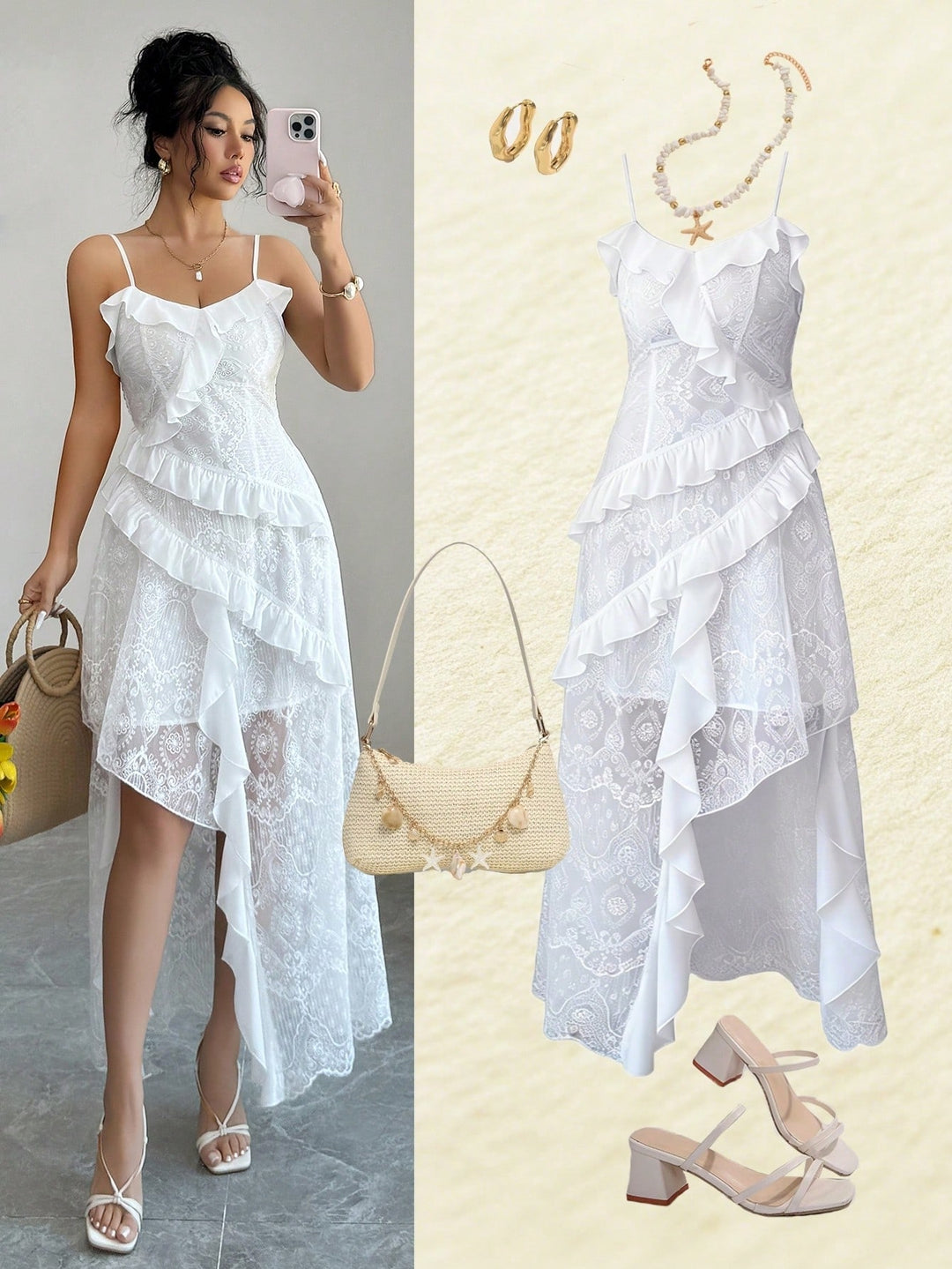 Rochie midi SHEIN, alb