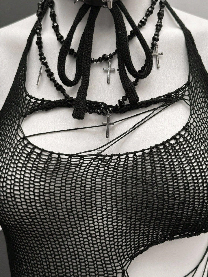 Top tricot fără mâneci SHEIN, negru