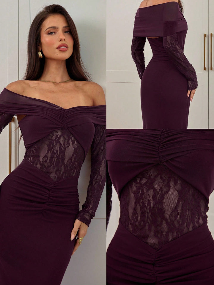 SHEIN bordó maxi ruha