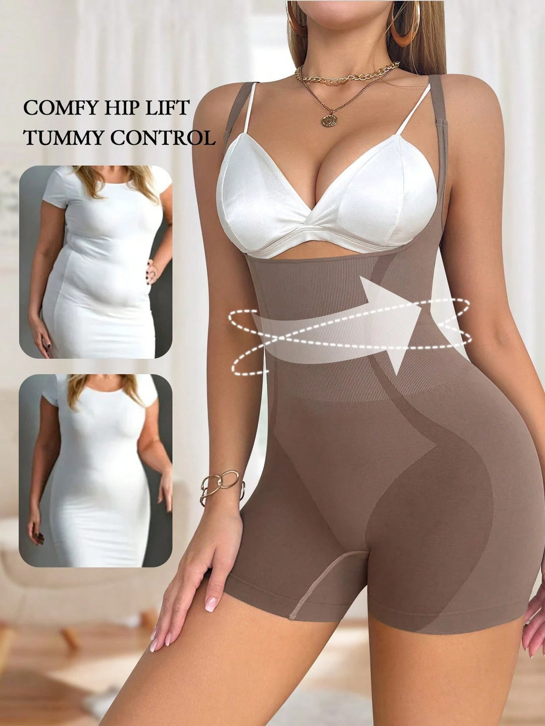 Salopetă modelatoare SHEIN, bej
