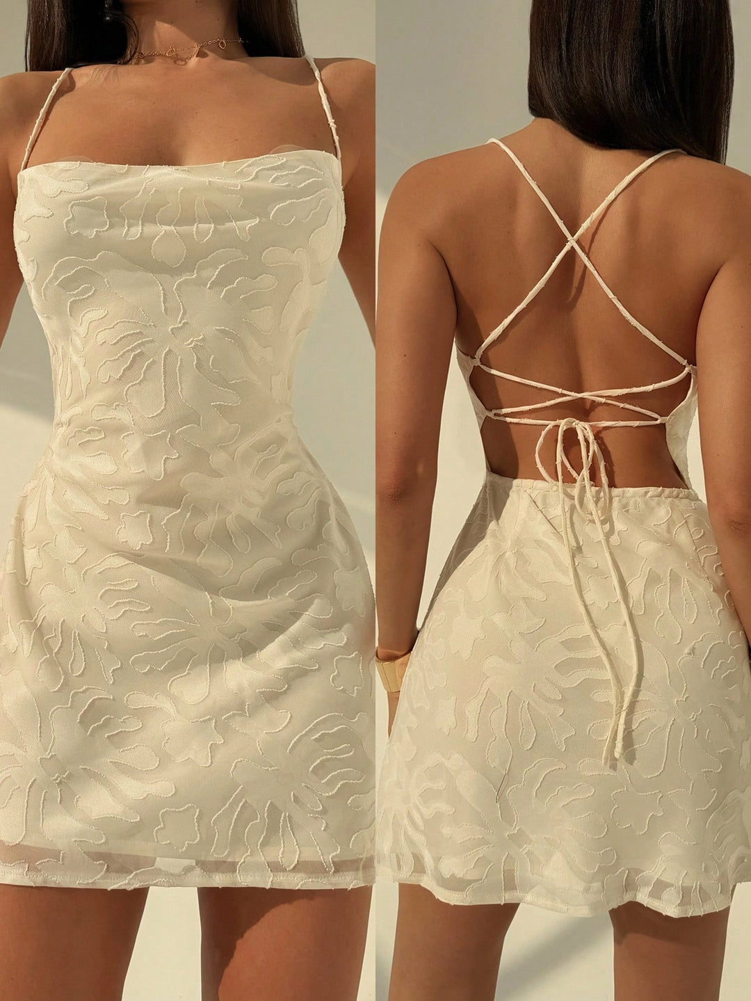 SHEIN bézs miniruha