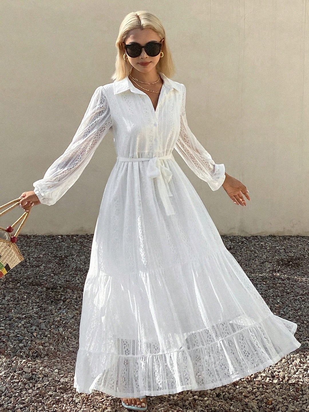 Rochie maxi SHEIN, alb