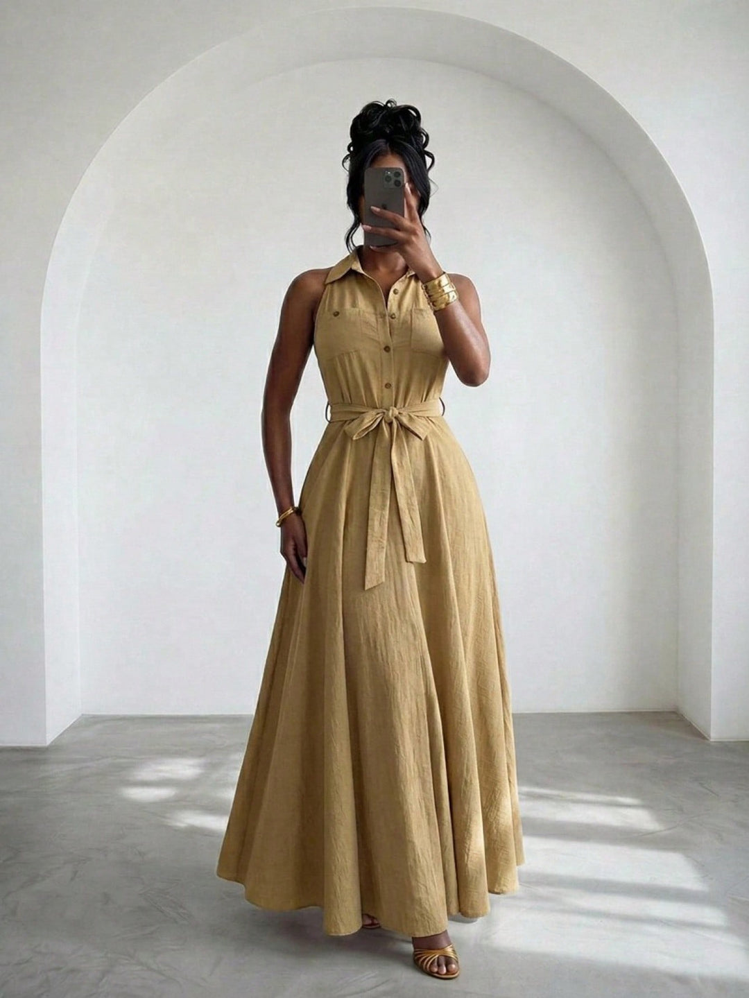 Rochie maxi SHEIN, kaki
