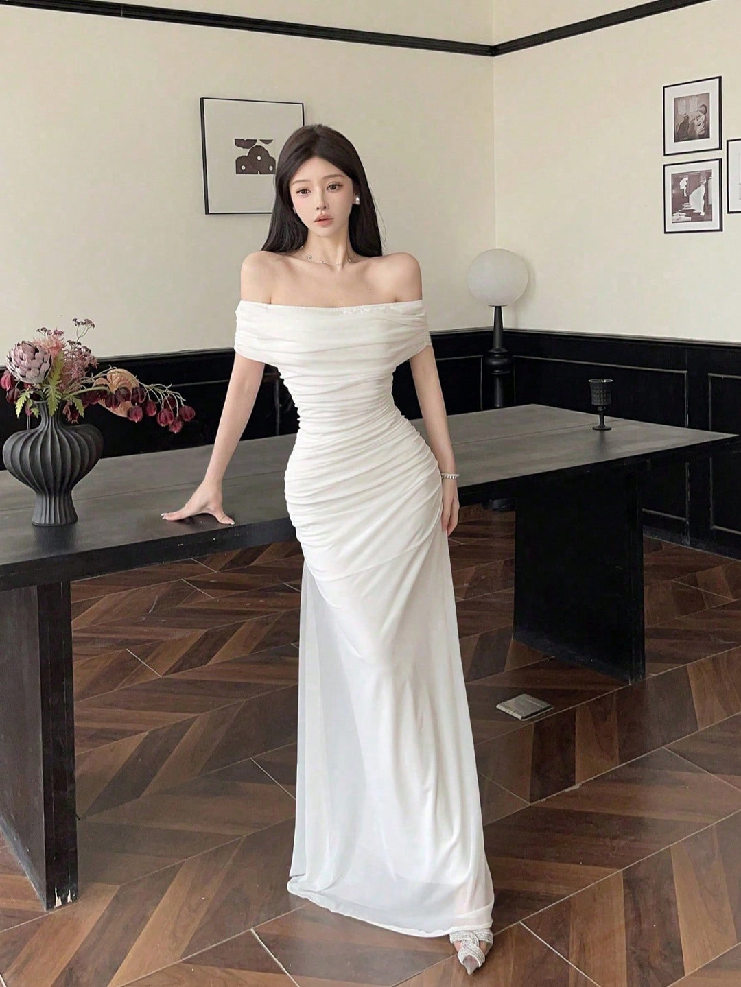 Rochie maxi SHEIN, alb