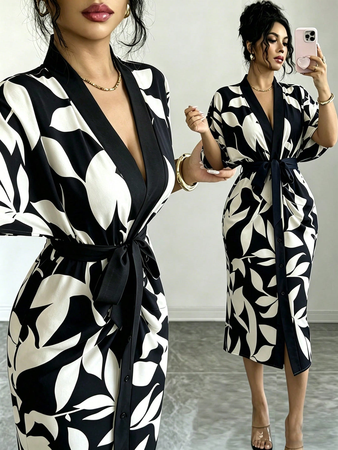 Rochie midi SHEIN, mix culori