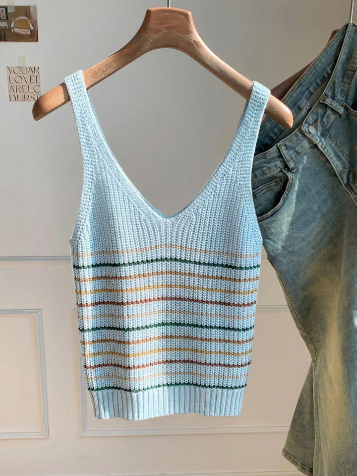 Top tricotat SHEIN, albastru