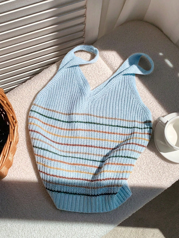 Top tricotat SHEIN, albastru
