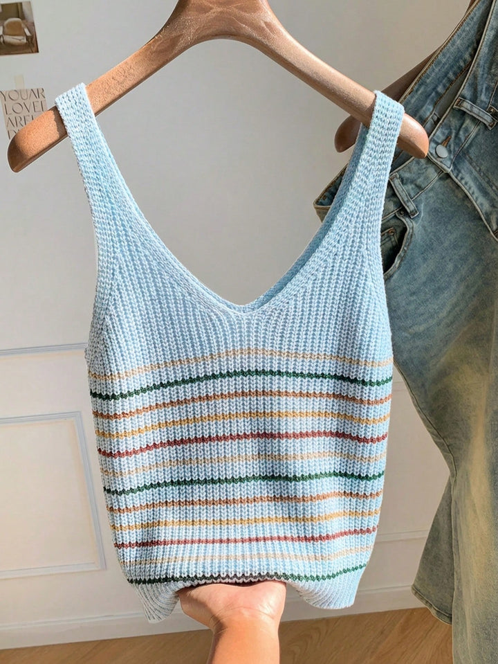 Top tricotat SHEIN, albastru