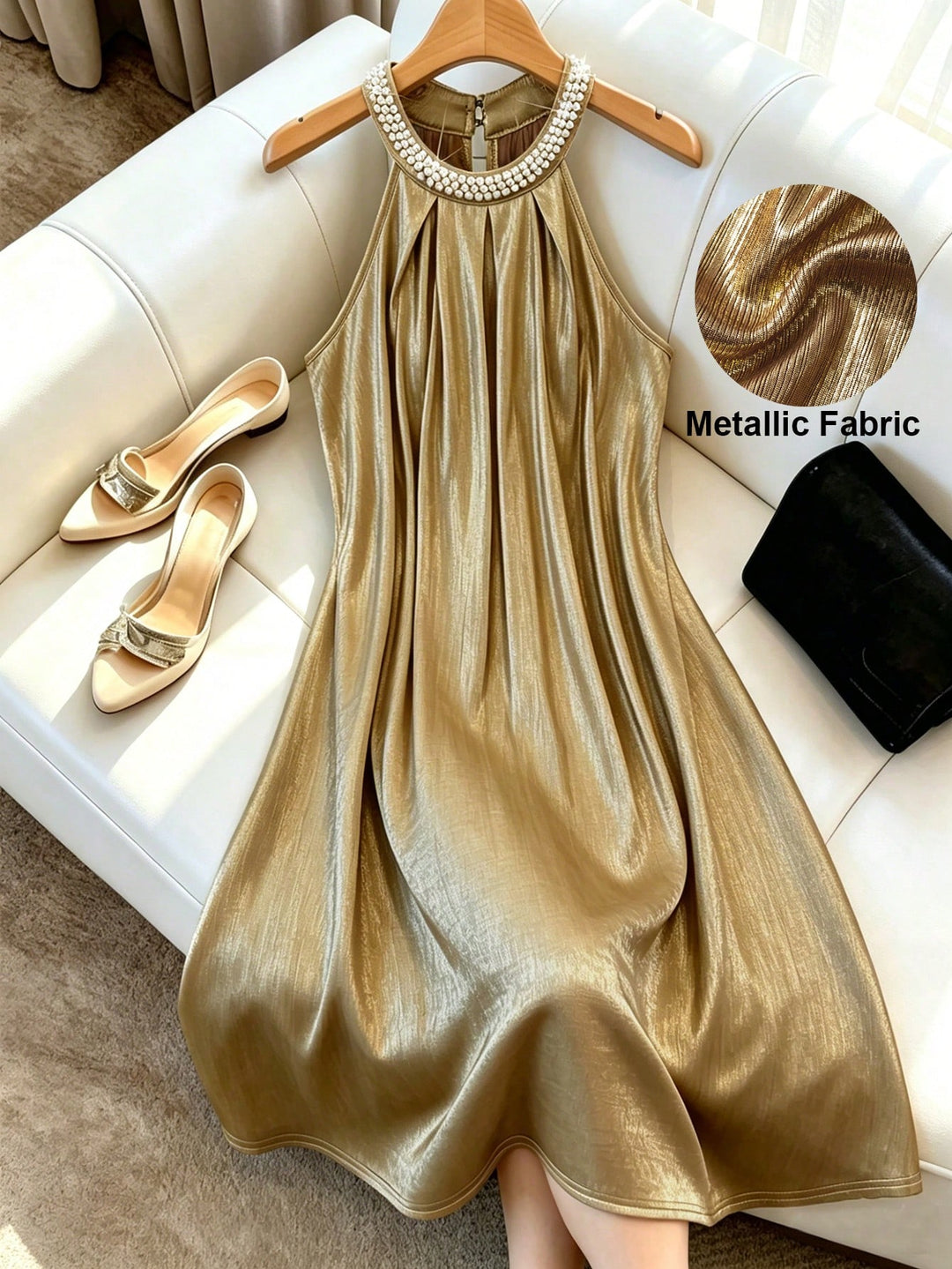Rochie scurtă SHEIN, auriu