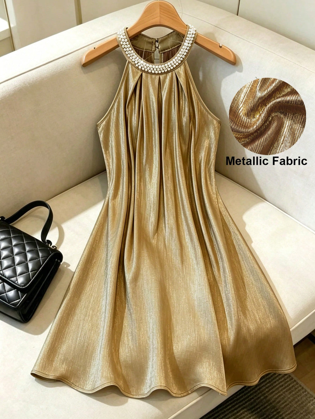 Rochie scurtă SHEIN, auriu