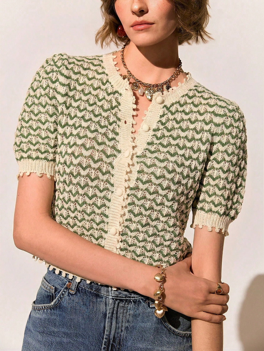 Tricou tricotat SHEIN, verde