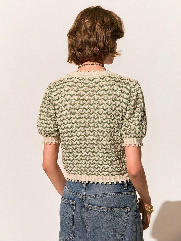 Tricou tricotat SHEIN, verde