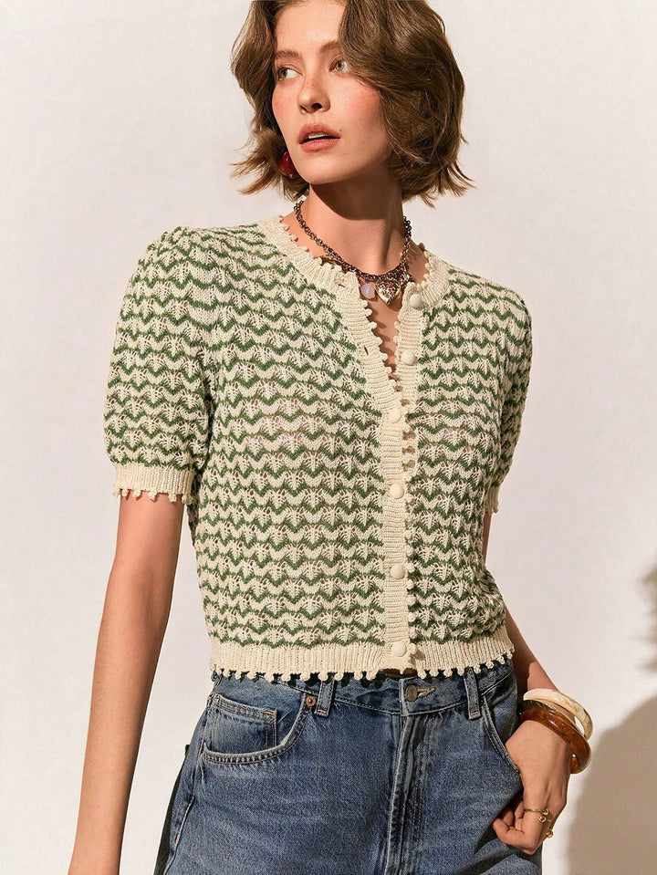 Tricou tricotat SHEIN, verde