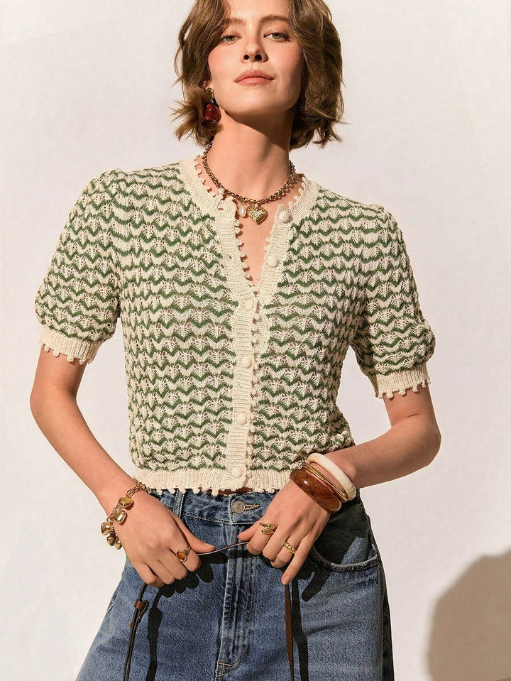 Tricou tricotat SHEIN, verde