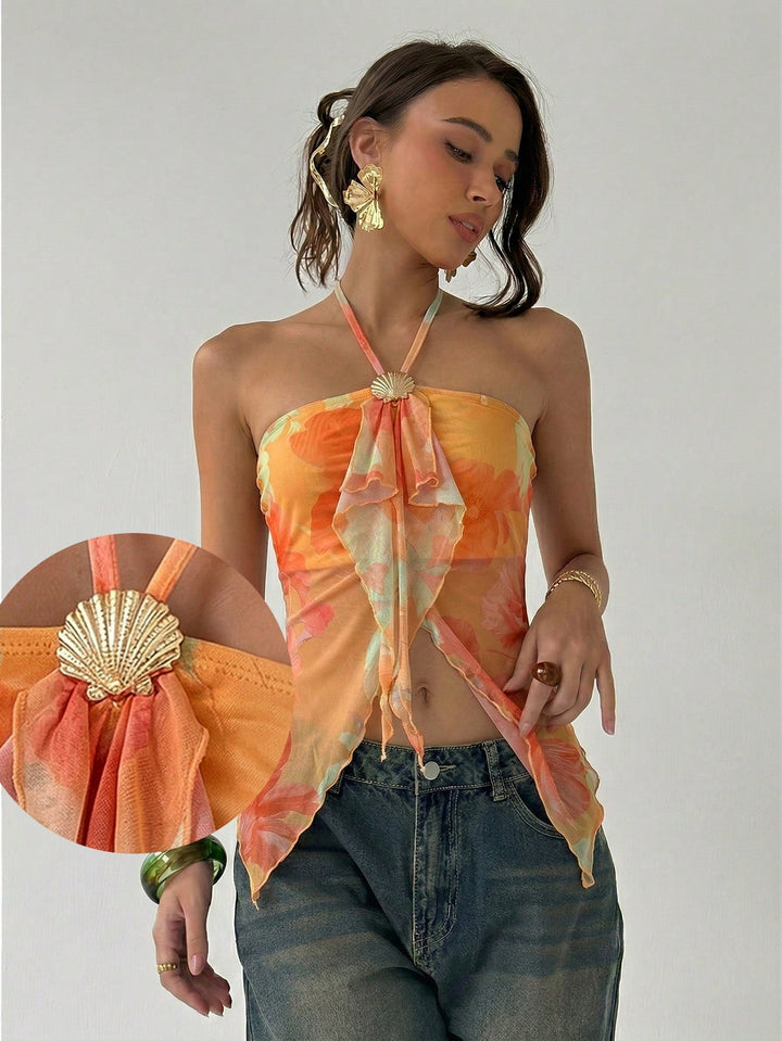 Top SHEIN, portocaliu