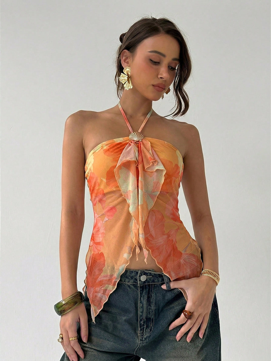 Top SHEIN, portocaliu