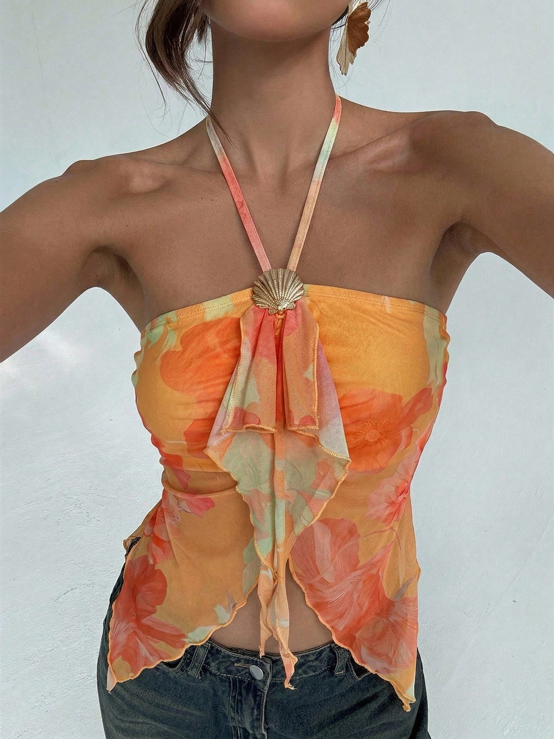 Top SHEIN, portocaliu