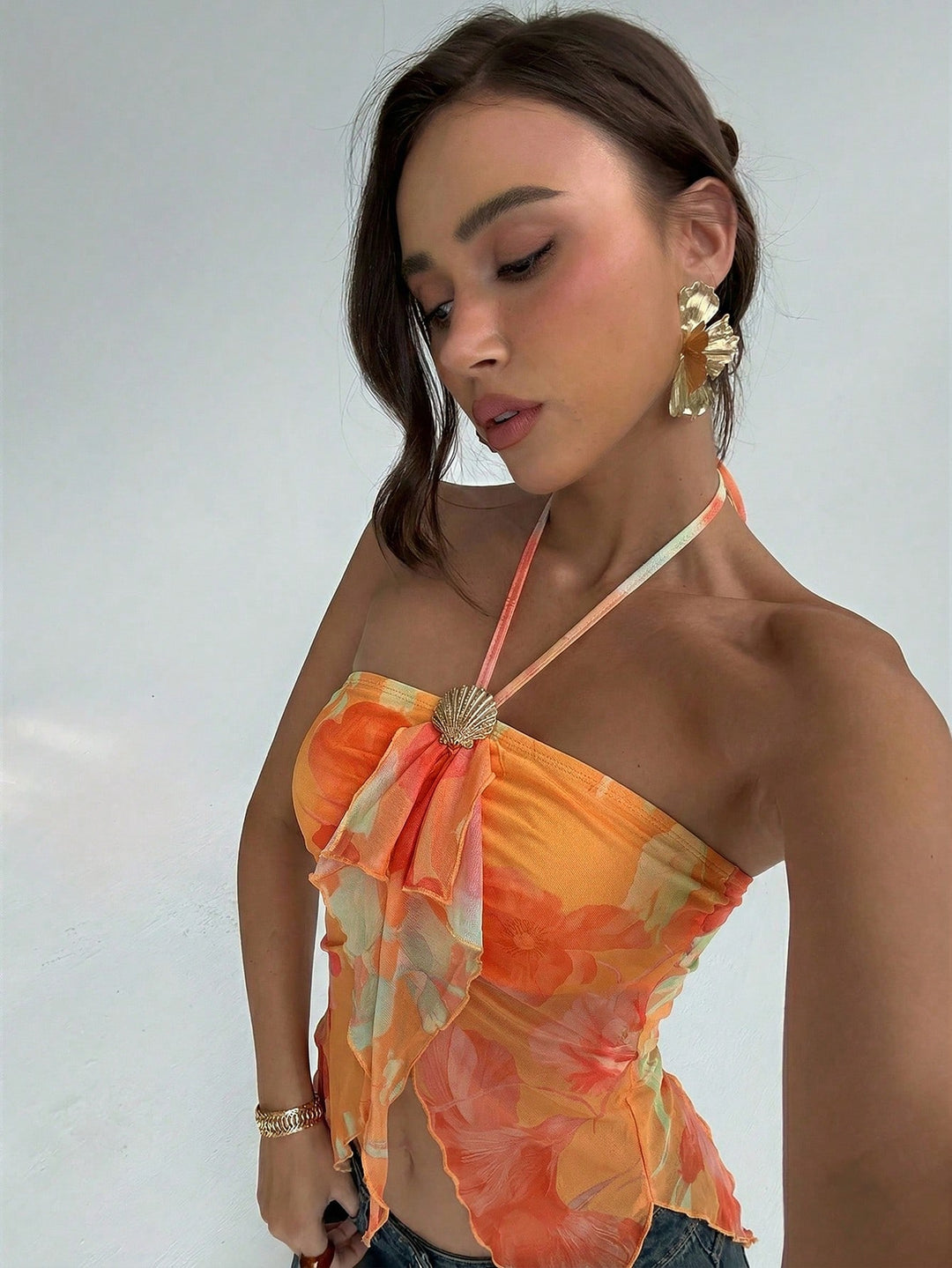 Top SHEIN, portocaliu