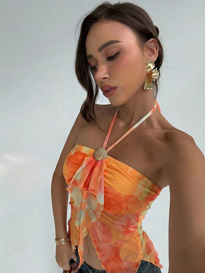 Top SHEIN, portocaliu