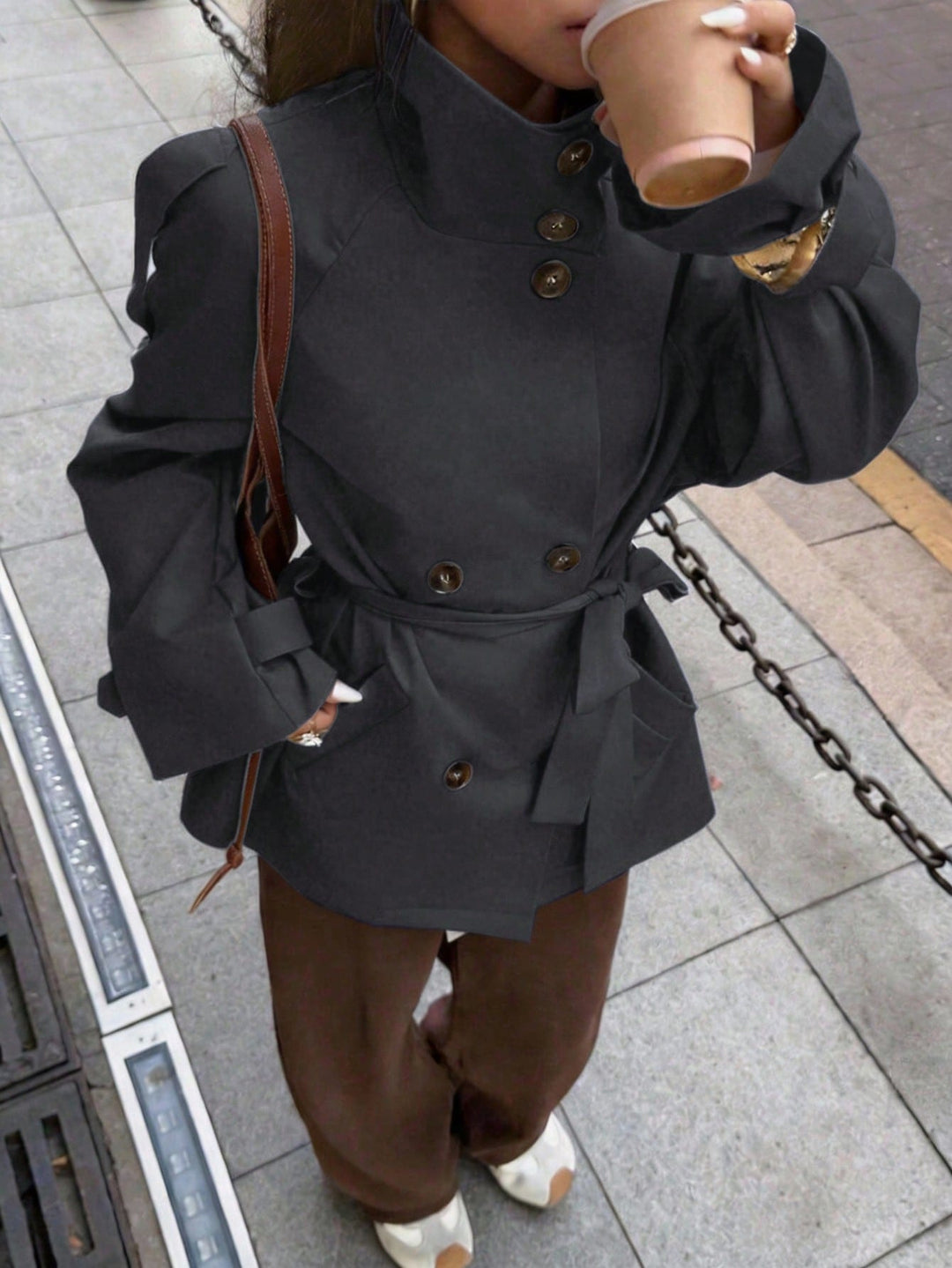 Trench SHEIN, gri