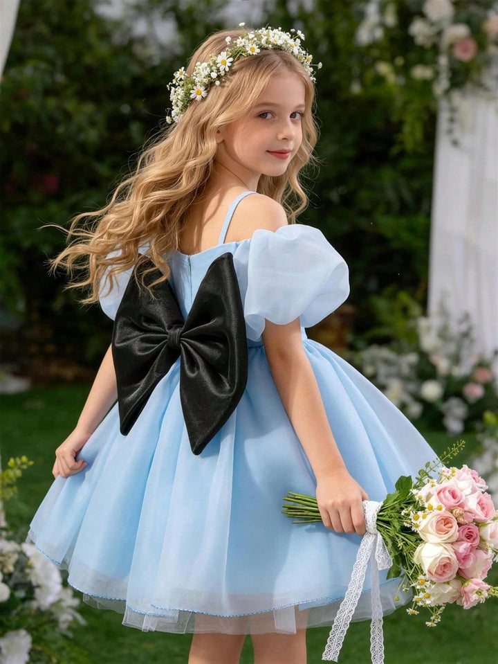 Rochie cu fundă SHEIN, albastru