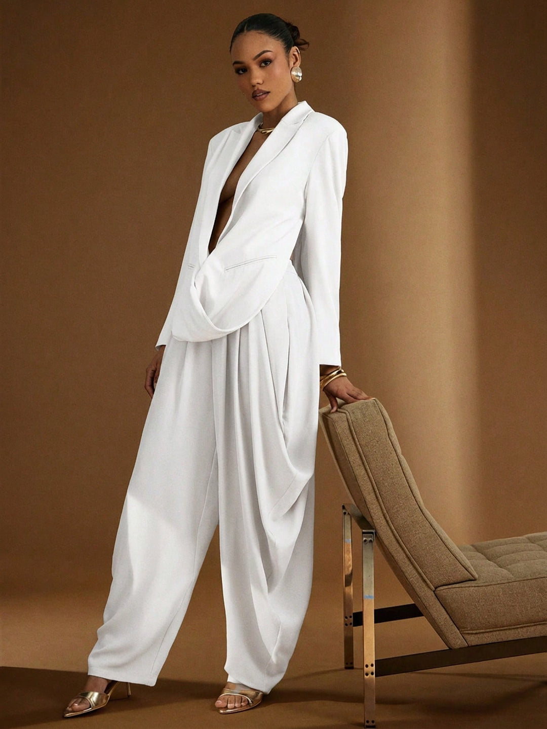 Pantaloni SHEIN, alb
